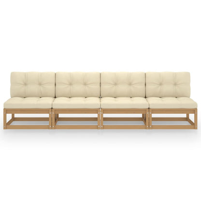 4-Sitzer-Gartensofa mit Kissen Kiefer Massivholz