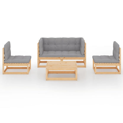 5 kom. Vrtna garnitura za sjedenje s jastucima od punog borovine