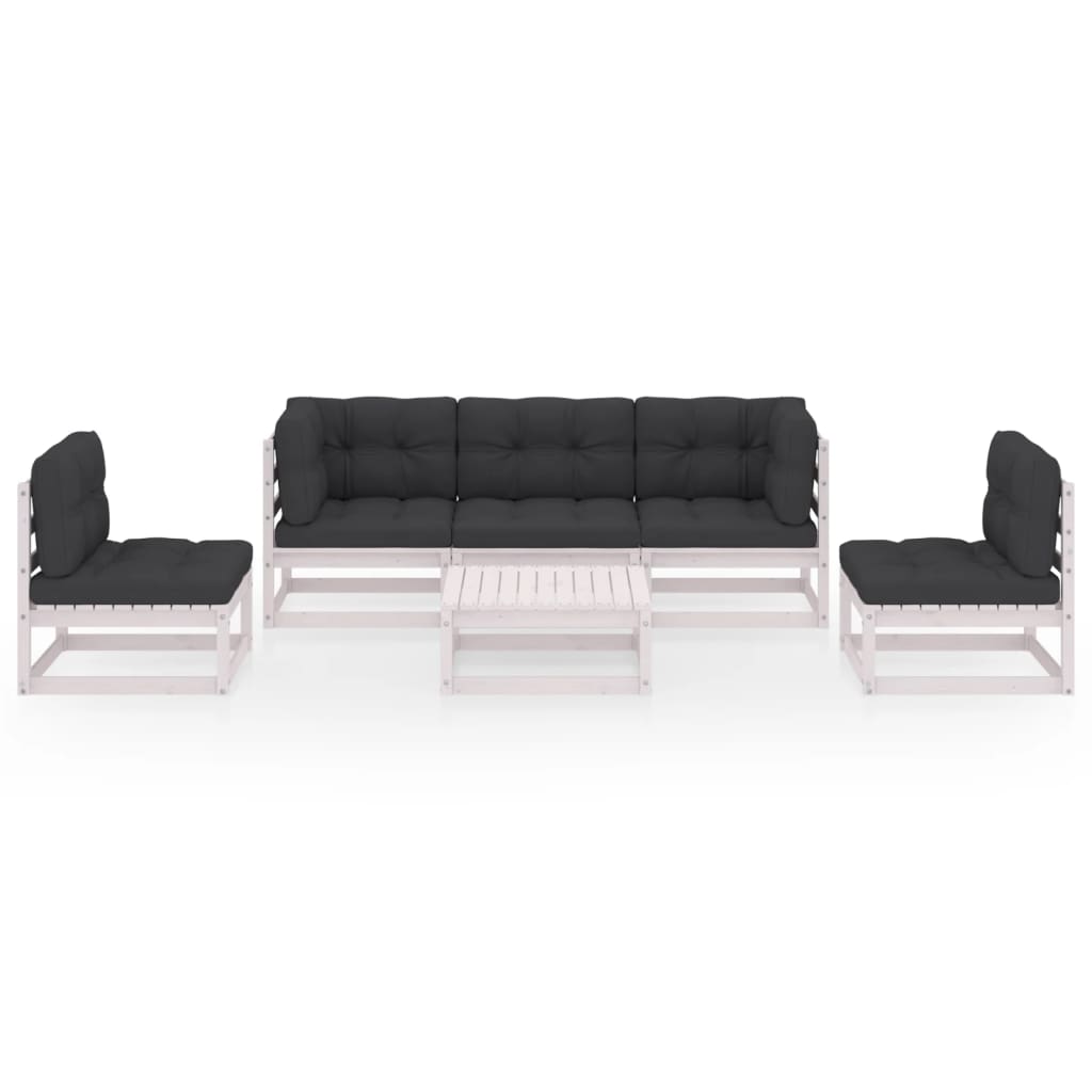 6-tlg. Garten-Lounge-Set mit Kissen Kiefer Massivholz