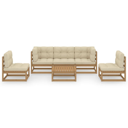 6-tlg. Garten-Lounge-Set mit Kissen Kiefer Massivholz