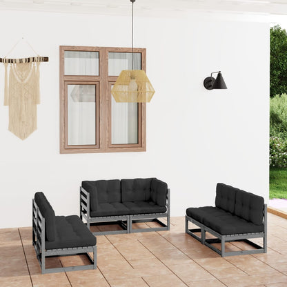 6-piece garden lounge set with cushions solid pine wood