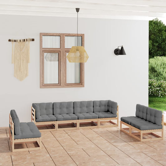 8-piece garden lounge set with cushions solid pine wood