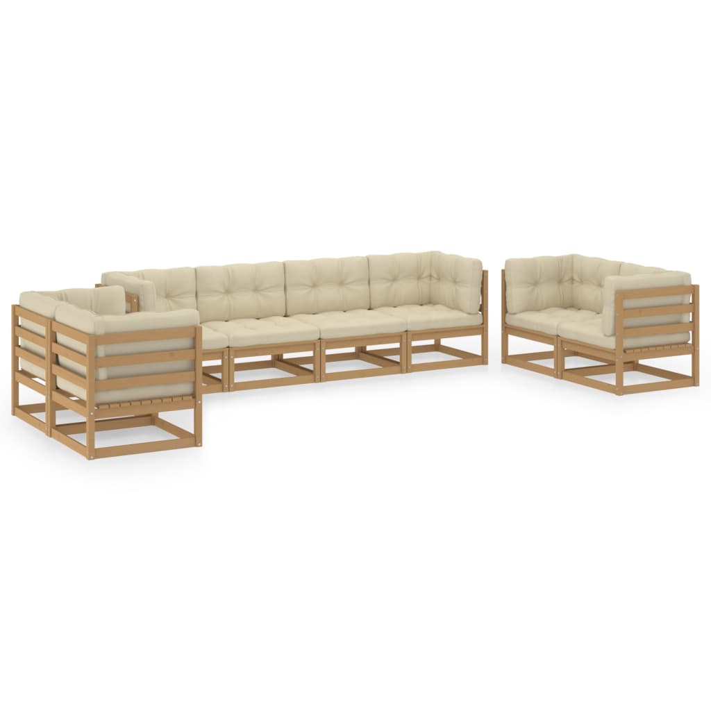 8-piece garden lounge set with cushions pine solid woodvidaXL