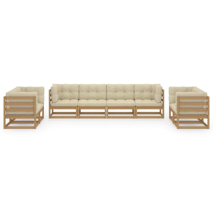 8-piece garden lounge set with cushions pine solid woodvidaXL