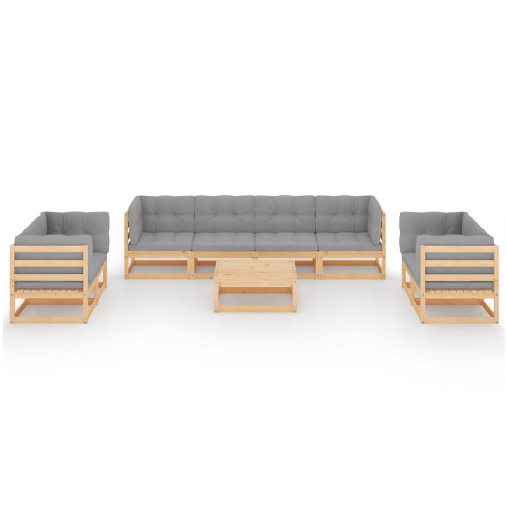 9-piece garden lounge set with cushions solid pine wood