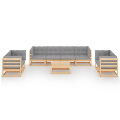 9-piece garden lounge set with cushions solid pine wood