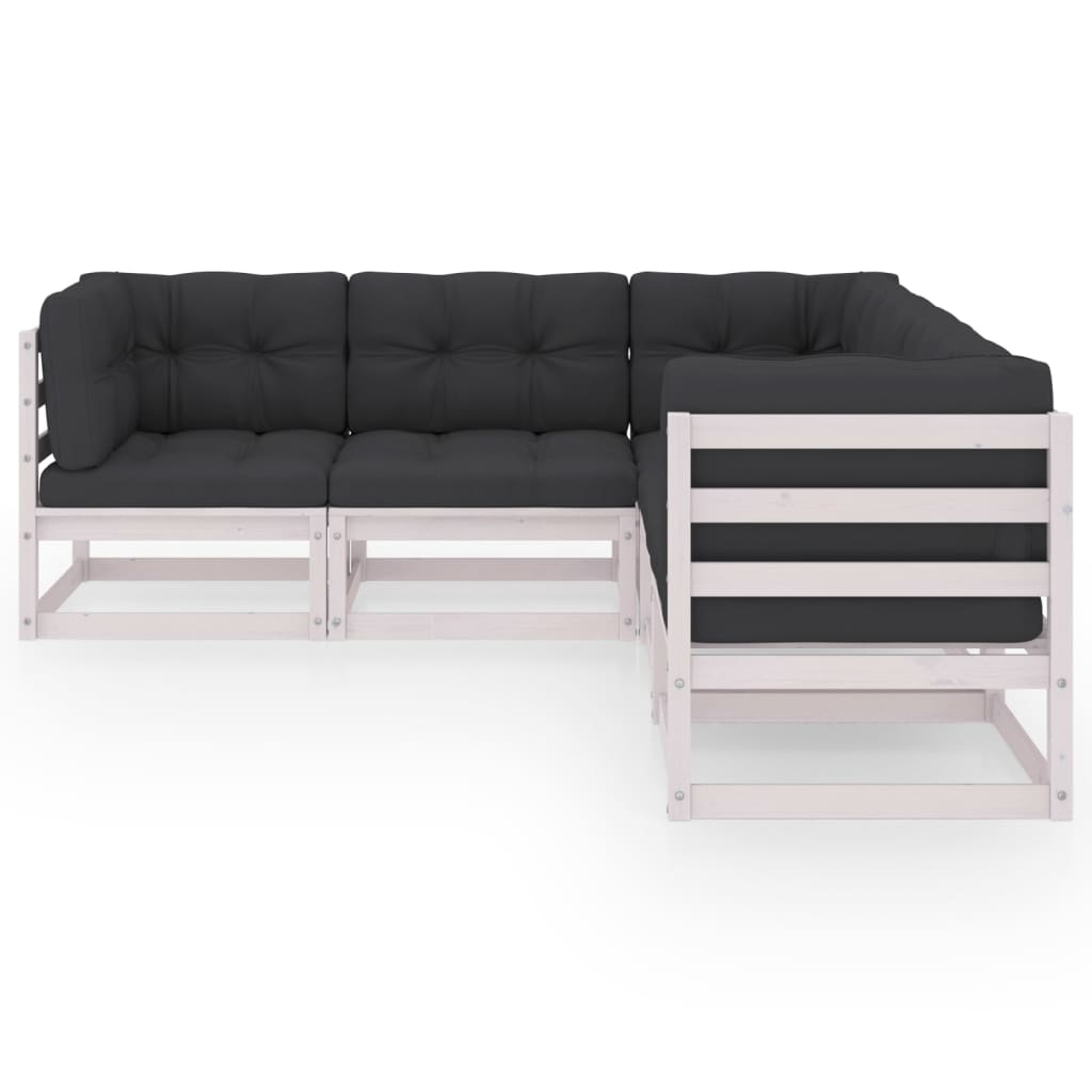 5-piece garden lounge set with cushions solid pine wood
