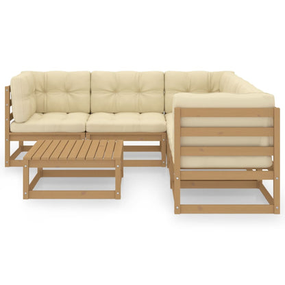 6-piece garden lounge set with cushions solid pine wood