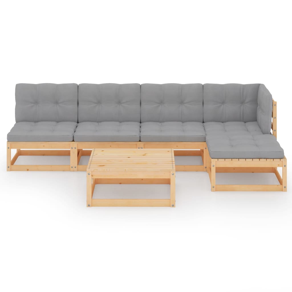6-piece garden lounge set with cushions solid pine wood