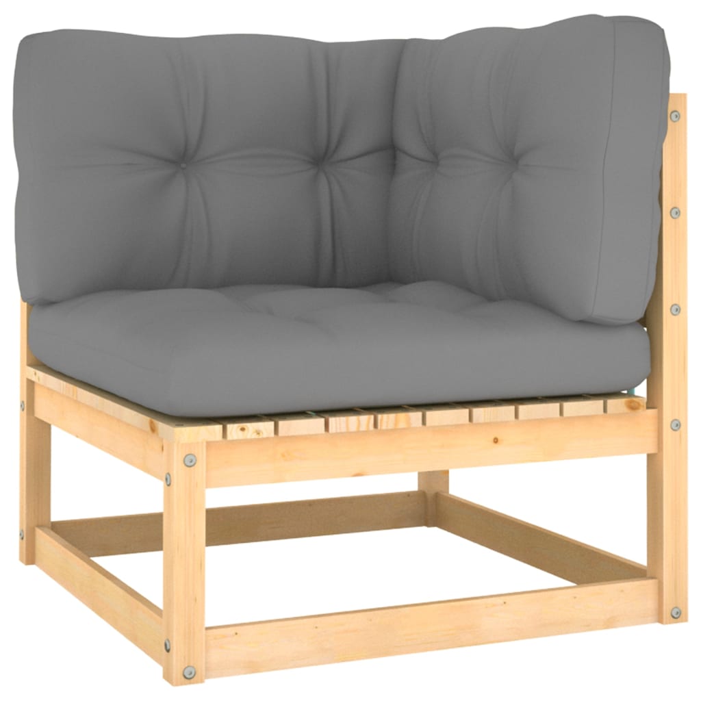 5-piece garden lounge set with cushions solid pine wood