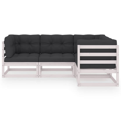 4-tlg. Garten-Lounge-Set mit Kissen Kiefer Massivholz