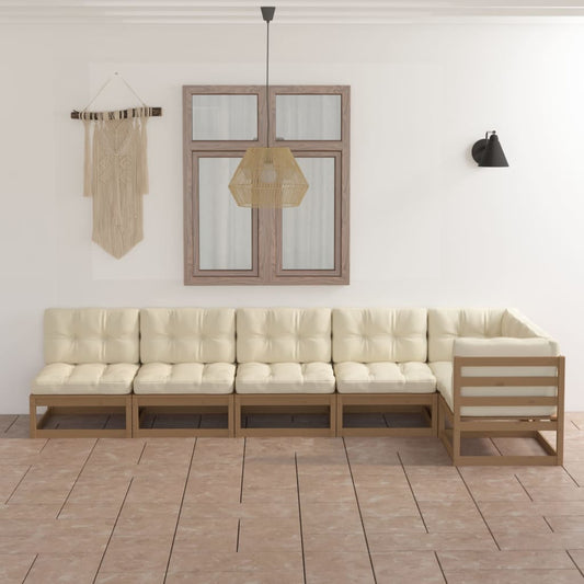 6-piece garden lounge set with cushions solid pine wood