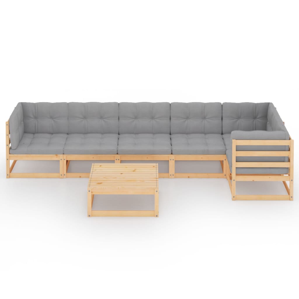 7-tlg. Garten-Lounge-Set mit Kissen Kiefer Massivholz