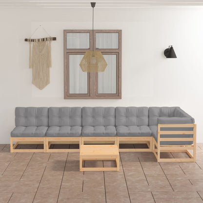 7-tlg. Garten-Lounge-Set mit Kissen Kiefer Massivholz