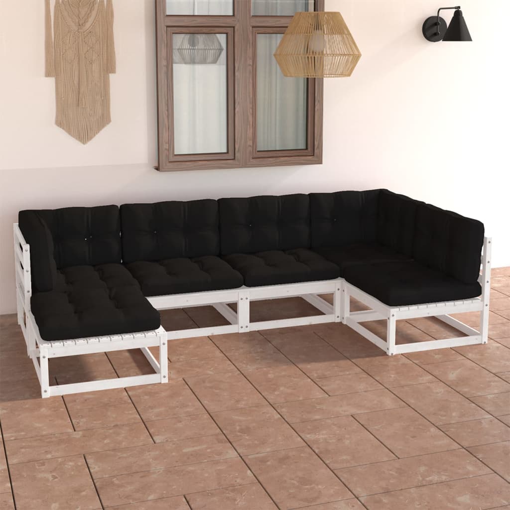 6-piece garden lounge set with cushions solid pine