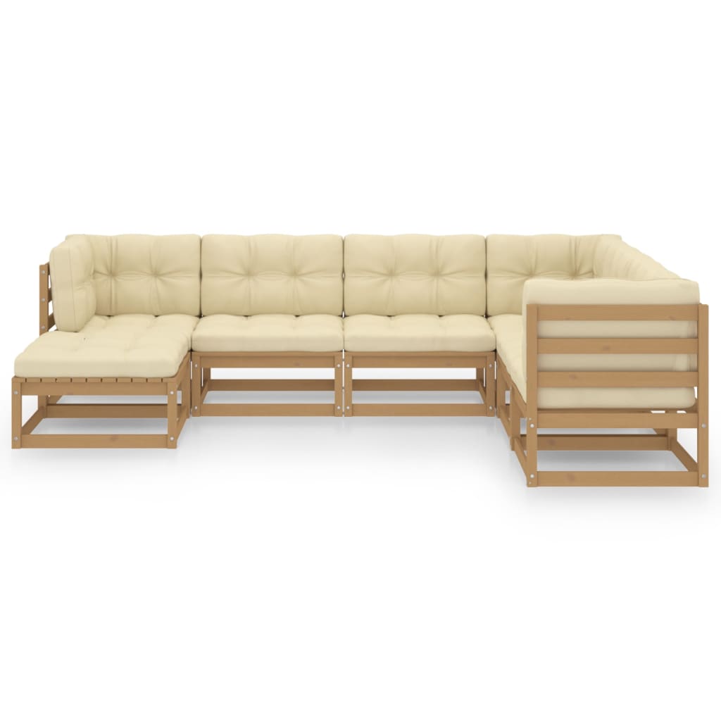 7-piece garden lounge set with cushions solid pine