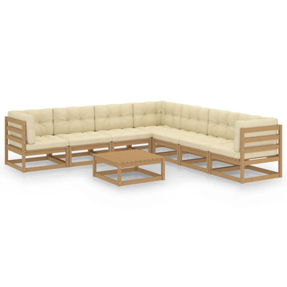 8-piece garden lounge set with cushions honey brown solid pine