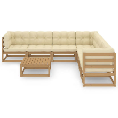 8-piece garden lounge set with cushions honey brown solid pine