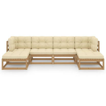 6-tlg Garten-Lounge-Set mit Kissen Honigbraun Massivholz Kiefer