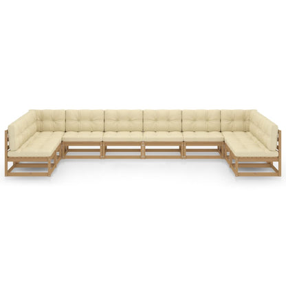 10 kom. Vrtna garnitura za sjedenje s jastucima med smeđe puno drvo