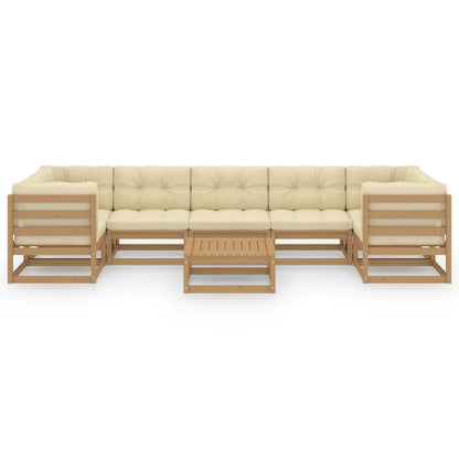8-piece garden lounge set with cushions honey brown solid pine