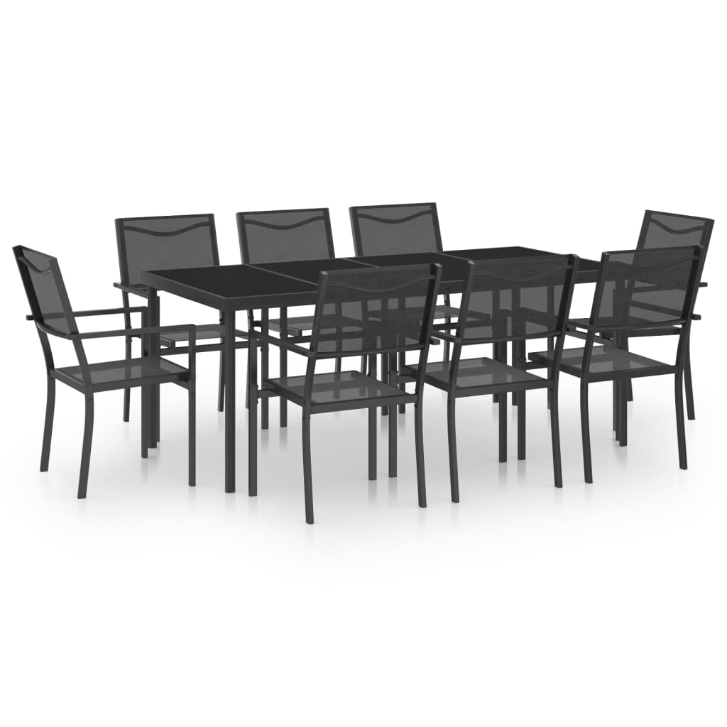 9-piece garden dining set steel