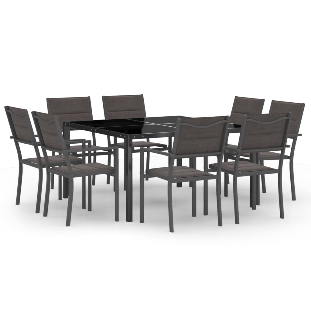 9-piece garden dining set steel