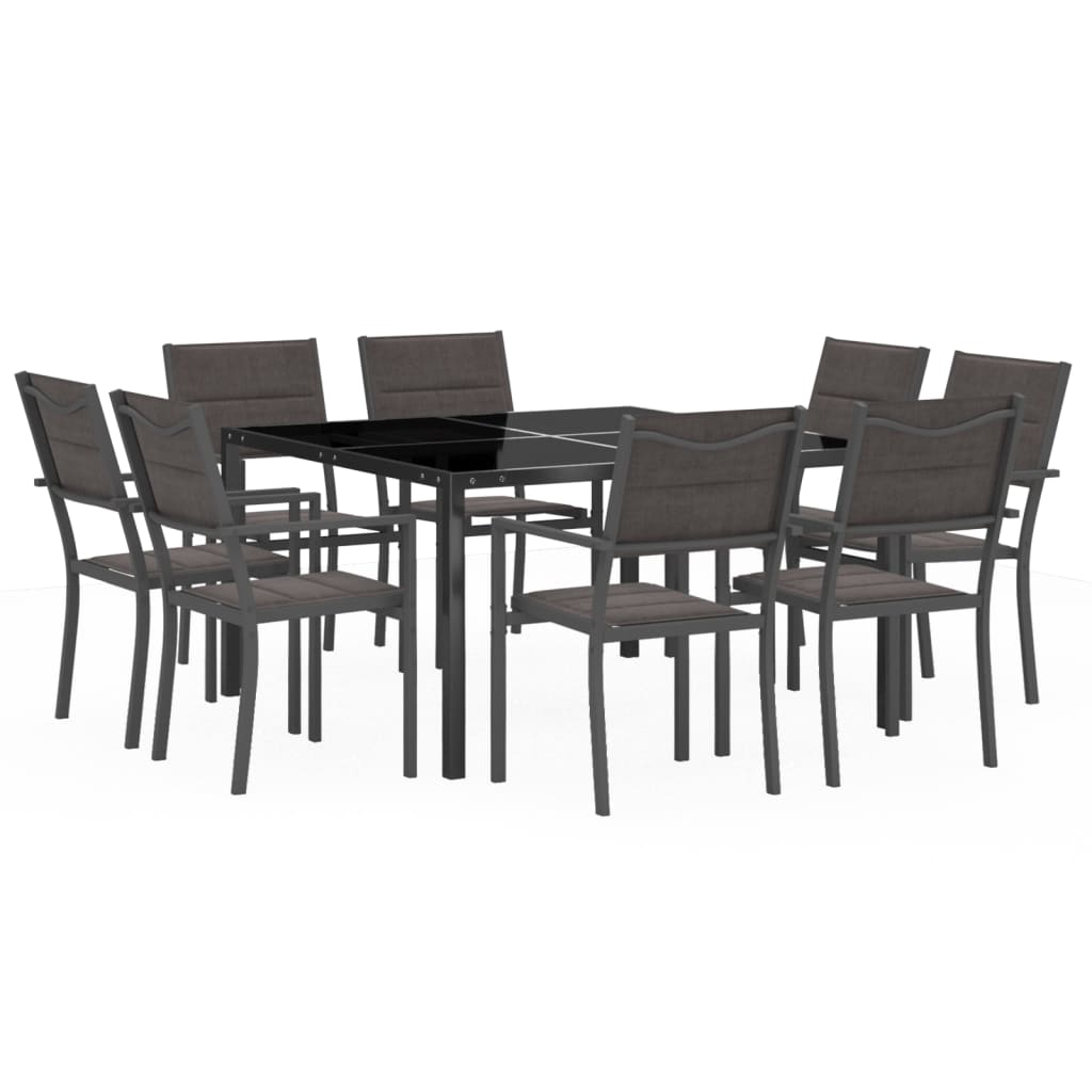 9-piece garden dining set steel