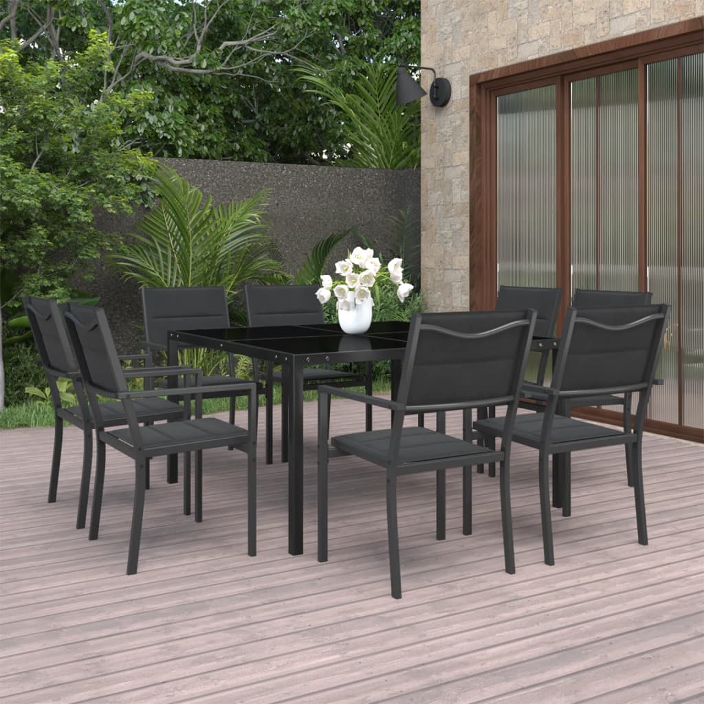 9-piece garden dining set steel