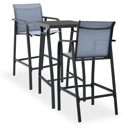 3-piece garden bar set black and grey