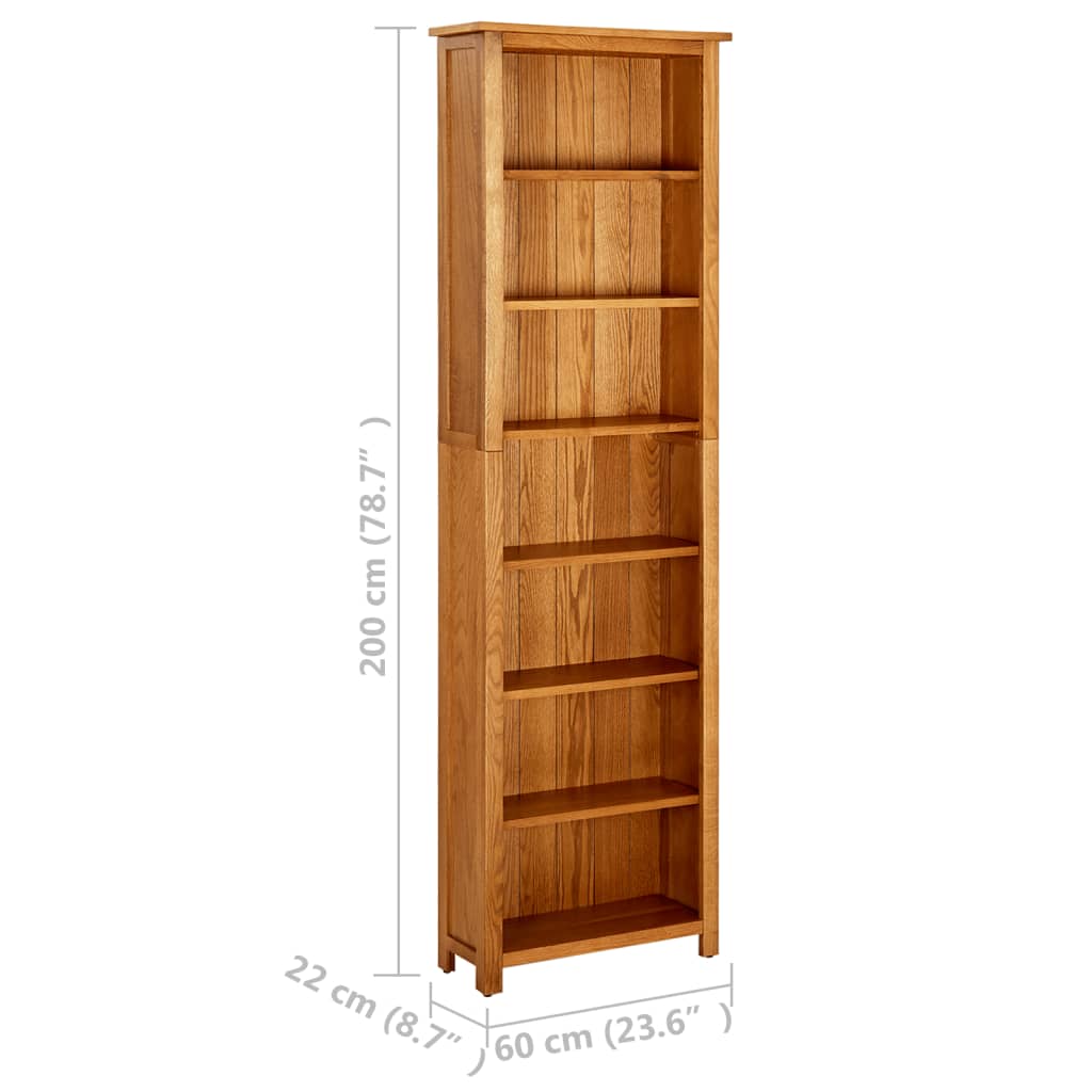 Bookcase 7 compartments 60x22x200 cm solid oak