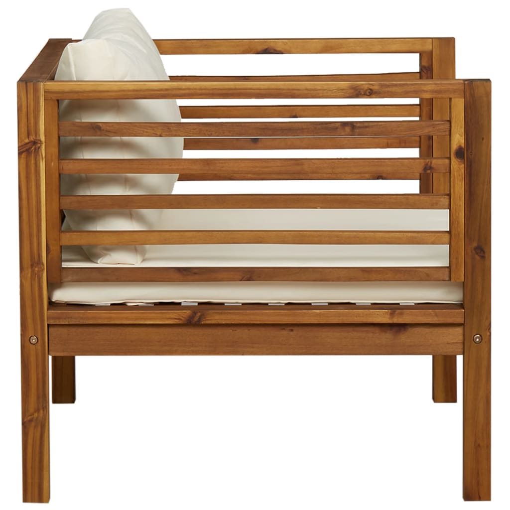 2 kom. Vrtna garnitura za sjedenje s jastucima od drva akacije krem ​​bijele boje