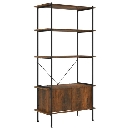 Shelf with 5 shelves and cupboard 80x40x163 cm steel wood material
