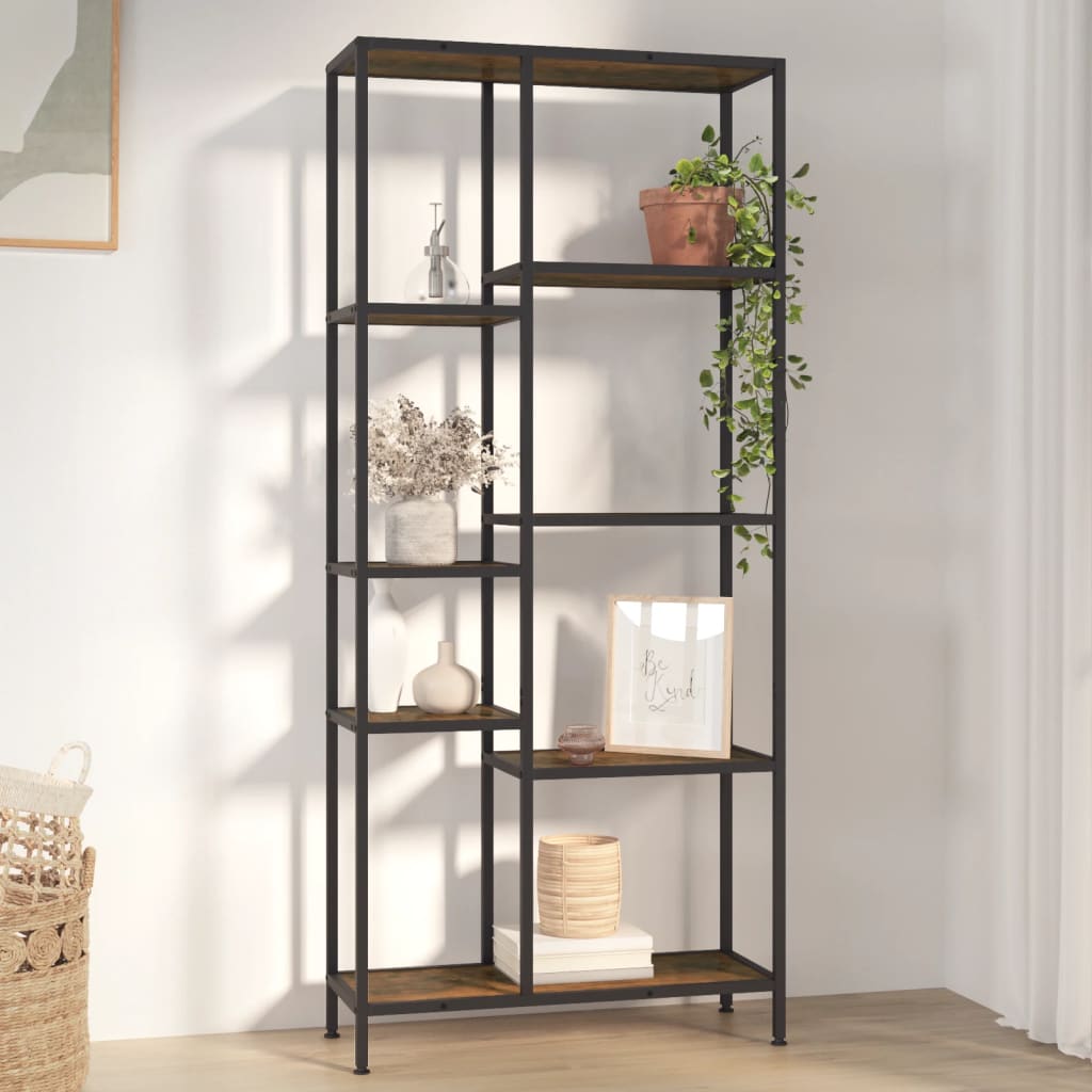 Bookcase 80x30x180 cm steel and wood material