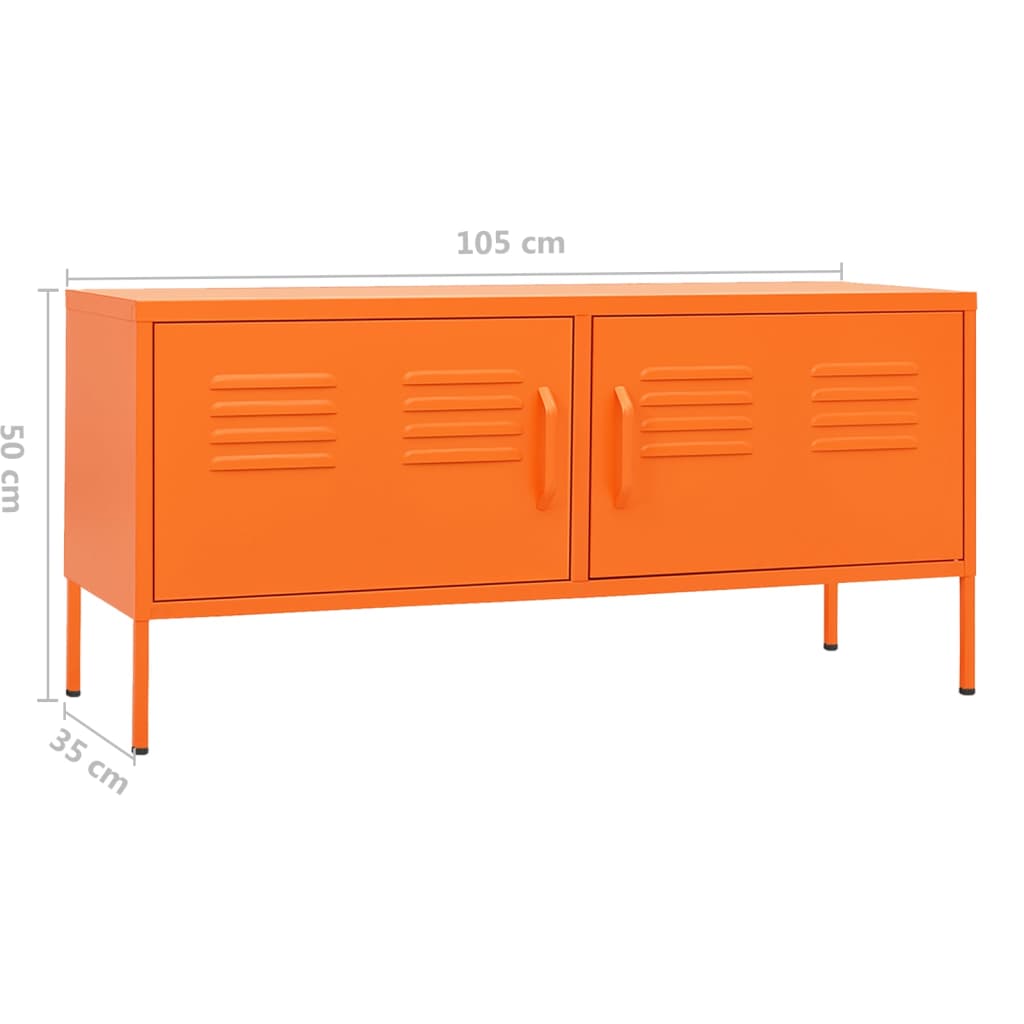 TV cabinet orange 105x35x50 cm steel