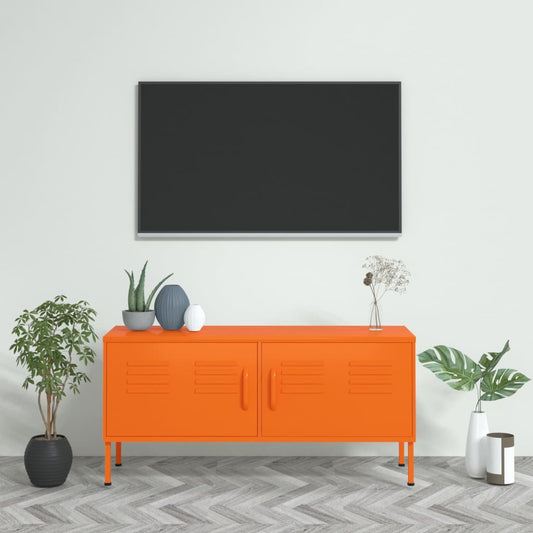 TV cabinet orange 105x35x50 cm steel