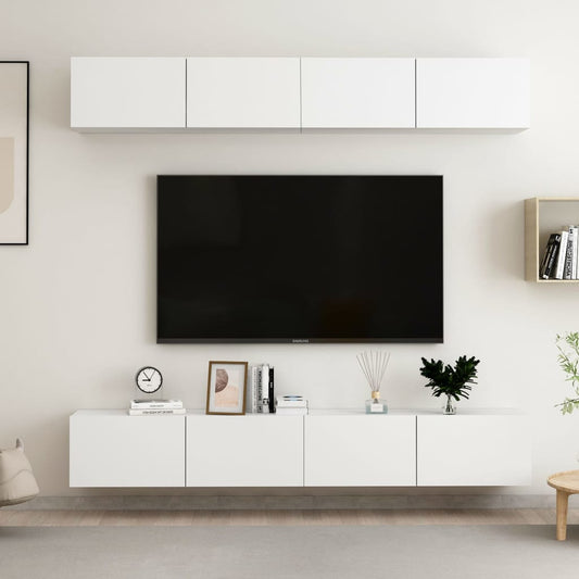 TV cabinets 4 pcs. White 100x30x30 cm wood material