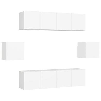 6-tlg. TV-Schrank-Set Weiß Holzwerkstoff