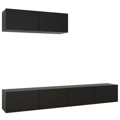TV cabinets 3 pcs. Black wood material