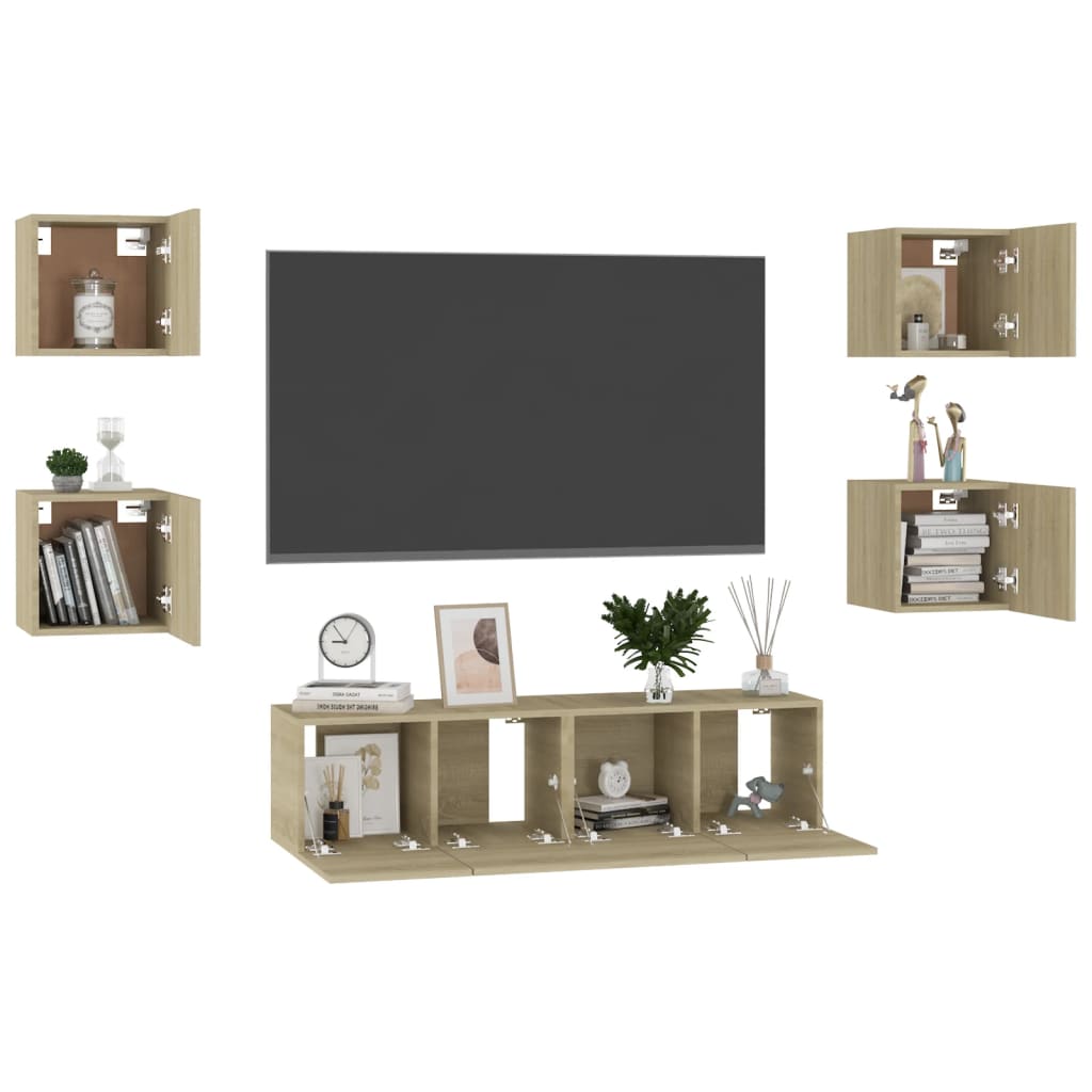 6-piece TV cabinet set Sonoma oak wood material