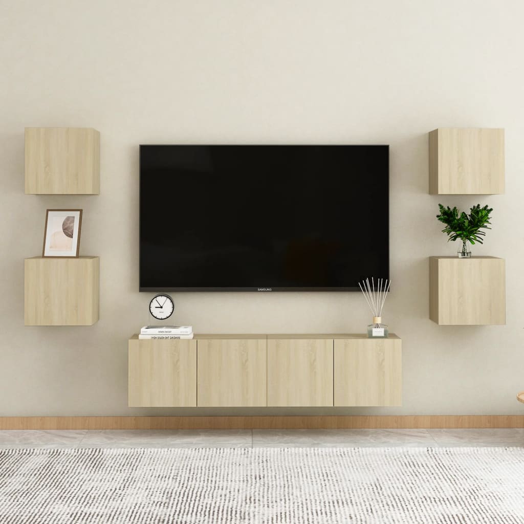 6-piece TV cabinet set Sonoma oak wood material