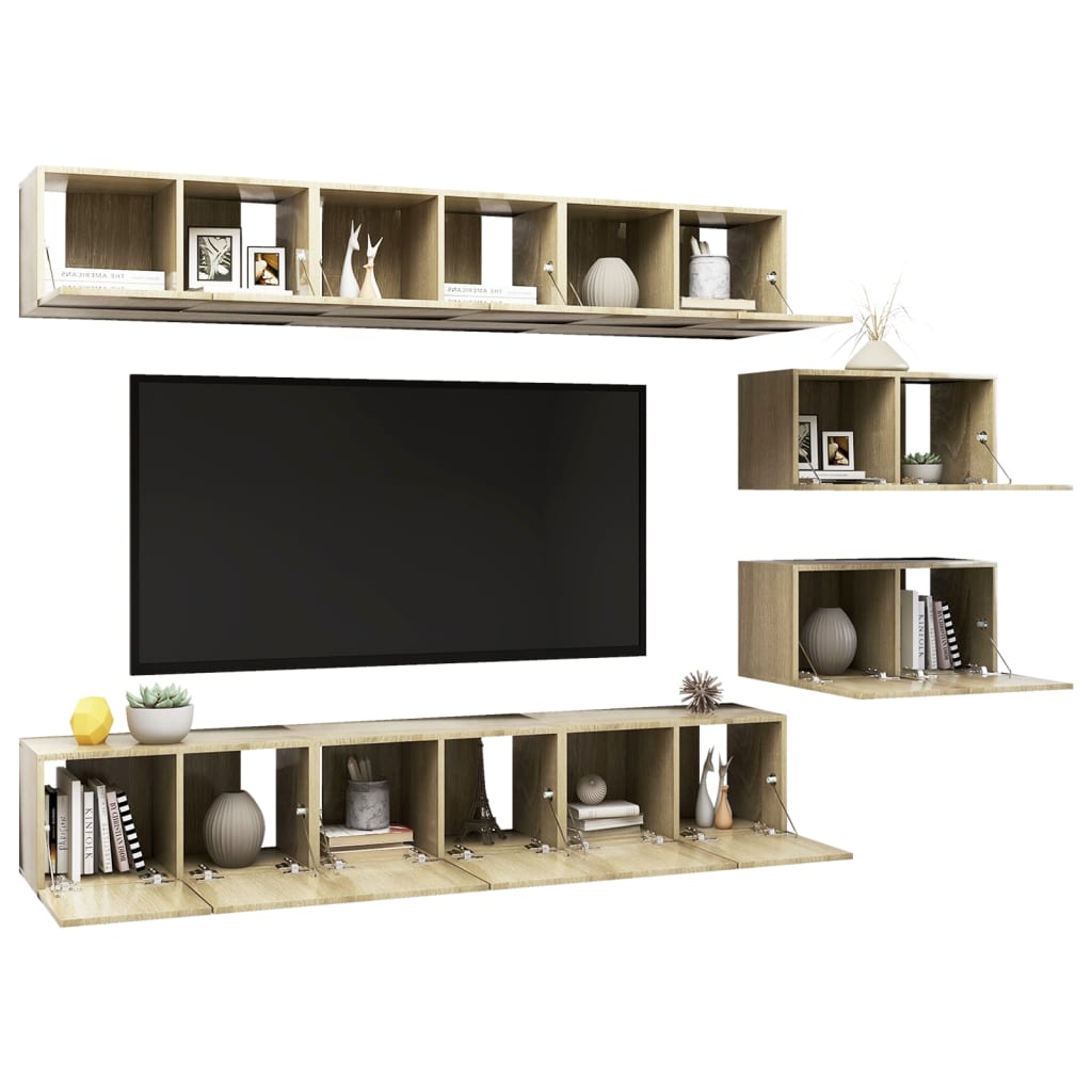 TV cabinets 8 pcs. Sonoma oak wood material