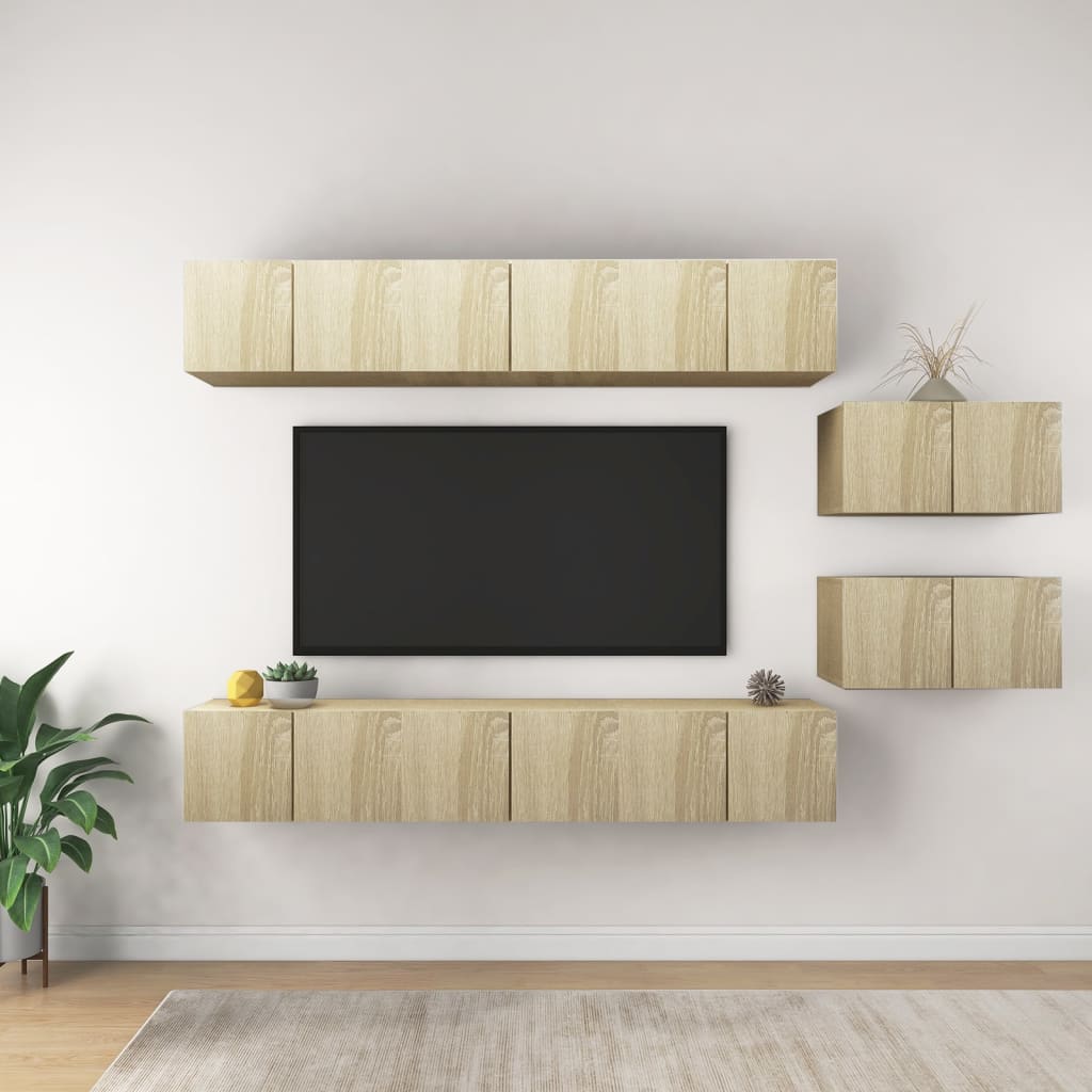 TV cabinets 8 pcs. Sonoma oak wood material