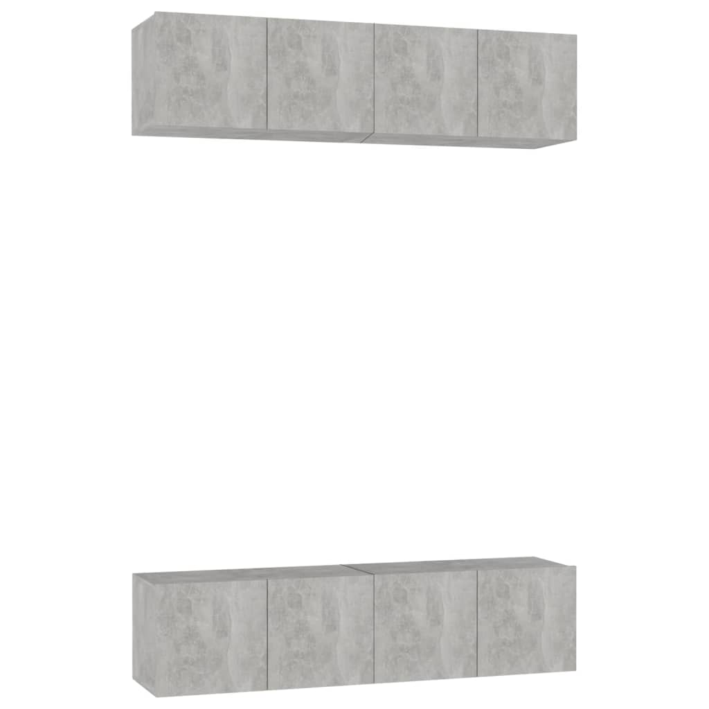 TV cabinets 4 pcs. Concrete grey 60x30x30 cm wood material