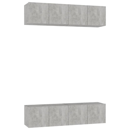 TV cabinets 4 pcs. Concrete grey 60x30x30 cm wood material