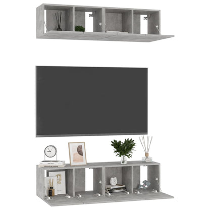 TV cabinets 4 pcs. Concrete grey 60x30x30 cm wood material