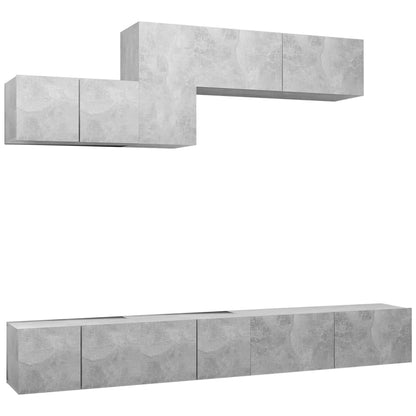 6-piece TV cabinet set concrete grey wood material
