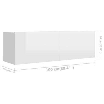 2-tlg. TV-Schrank-Set Hochglanz-Weiß Holzwerkstoff