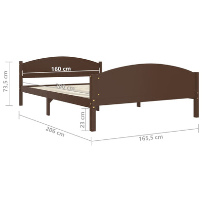 Solid wood bed dark brown pine 160x200 cm