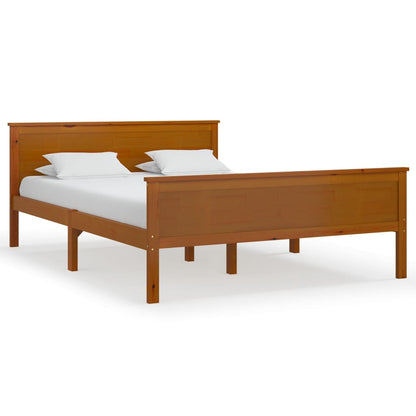 Solid wood bed honey brown pinewood 140x200 cm